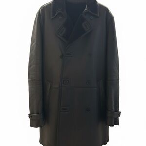 Vintage Calvin Klein Men's Black Shearling Coat